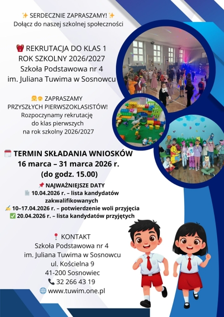 REKRUTACJA DO KLAS I – ROK SZKOLNY 2026/2027